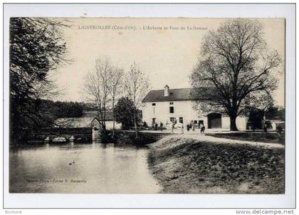 cpa LIGNEROLLE l'aubette et pont de Lachaume - cavalier petite animation - ed picon cl rousselle
