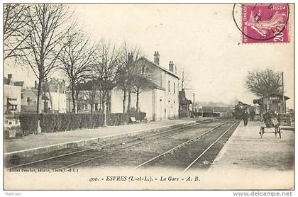 - indre et loire - ref A278 - esvres - la gare - petit plan train - ligne de chemin de fer  - carte bon etat -