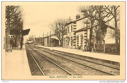 - loire -ref- A561 - bonson - la gare - ligne de chemin de fer - carte bon etat -