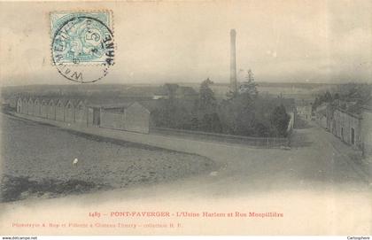 CPA 51 Marne Pont Faverger (sic) Pontfaverger Usine Harlem et rue Monpillière