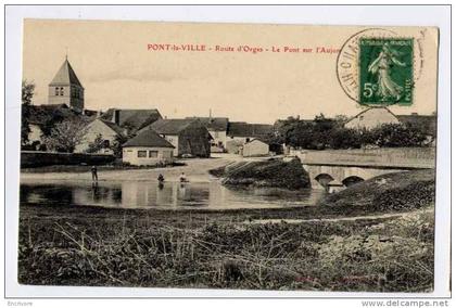 cpa PONT la VILLE route d'Orges pont sur l'Aujon - hommes a la pose