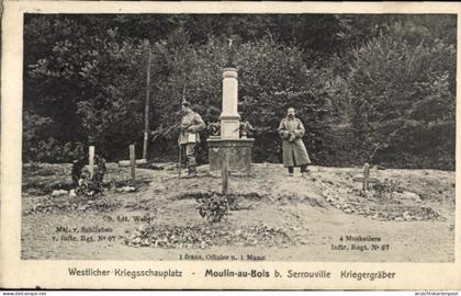 CPA Moulin au Bois Meurthe et Moselle, Kriegergräber, Infanterie Regiment No. 67, Weber, Schlieben