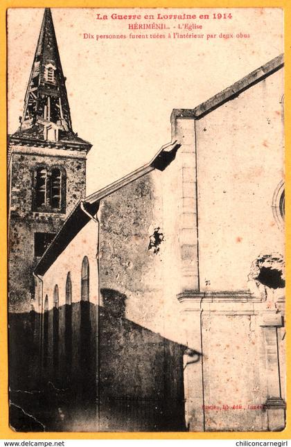 Hériménil - L'Eglise - Dix personnes furent tuées à l'intérieur par deux Obus - Guerre 1914 - Edit. BASTIEN