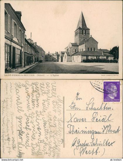 CPA Saint-Pierre-le-Moûtier Kirche und Geschäfte 1935