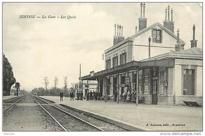 - depts divers - ref- EE426 - orne - surdon - la gare - ligne de chemin de fer - carte bon etat -