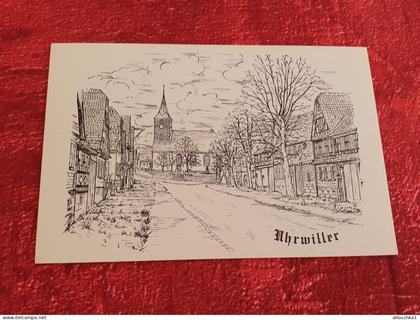 CPM Alsace Uhrwiller Bas Rhin Eglise Protestante Maison a Colombages Dessin Encre de Chine Correspondance Regionale Phil