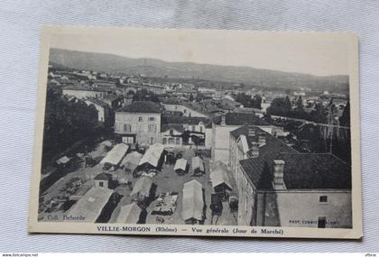 Villié Morgon, vue générale, jour de marché, Rhône 69