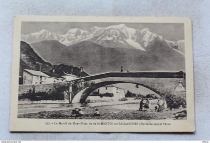 le massif du Mont Blanc vu de saint Martin sur Sallanches et l'Arve, Haute Savoie 74