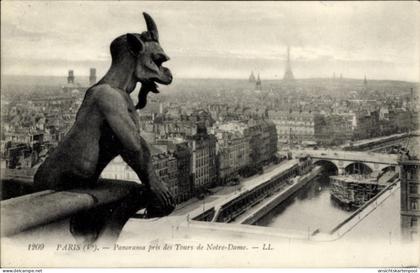 CPA Paris I Ile de la Cité, La Conciergerie, Panorama von Blick von den Türmen der Notre-Dame, Ga
