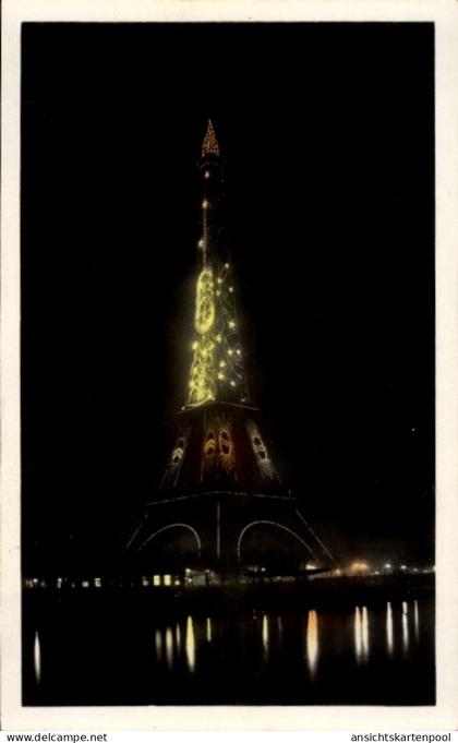 CPA Paris VII, Eiffelturm bei Nacht