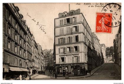 1911 - CPA PARIS LES RUES CHAPPE ET DES TROIS FRERES  - PARIS R.P DEPART => PETANGE - LUXEMBOURG