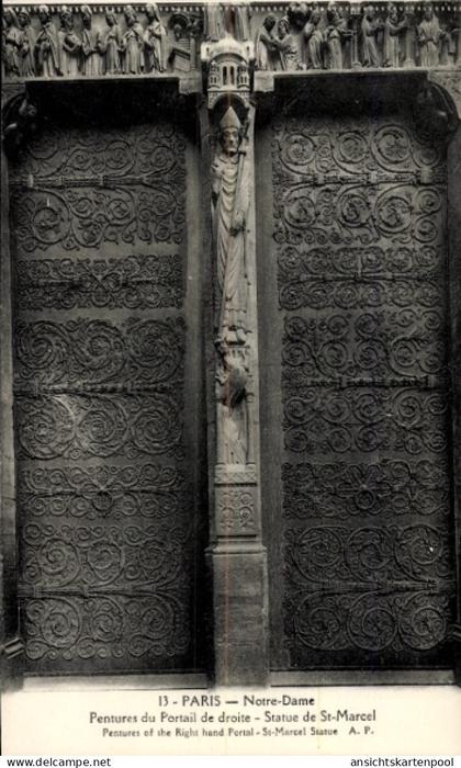 CPA Paris I Ile de la Cité, La Conciergerie, Statue von St-Marcel, Portal von Notre-Dame, kunstvo
