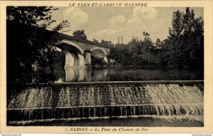 CPA Albias Tarn et Garonne, Eisenbahnbrìke über den Tarn in Albias