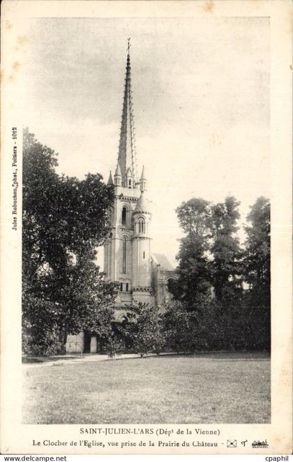 Saint Julien sur l'ars CPA Le clocher de l'eglise vue prise de la prairie du chateau