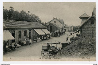 La Frontière de la Schlucht.café restaurant. Attelage de chevaux.Douane.carte animée.cachet voir verso