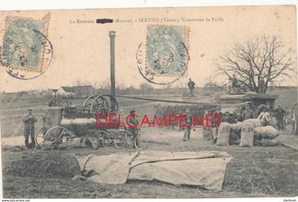 89 //PAILLY  la bateuse mautret a Servins commune de Pailly / AGRICULTURE / MOISSON