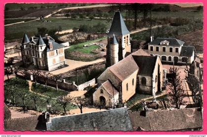 Cp Dentelée - En Avion au dessus de Aincourt - L'Eglise et le Château - Vue Aérienne - Edit. LAPIE - Colorisée
