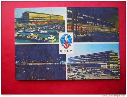 CPM 75 PARIS MULTI VUES AEROPORT DE PARIS ORLY VOYAGEE 1967 TIMBRE FLAMME AEROPORT