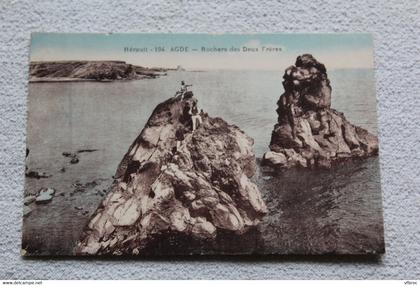 Cpa 1931, Agde, rochers des deux frères, Hérault 34