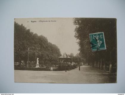 Carte Agen - L'esplanade de Gravier  1912
