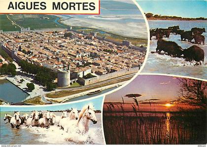 30 - Aigues Mortes - Multivues - Chevaux - Flamme Postale de Aigues Mortes - CPM - Voir Scans Recto-Verso