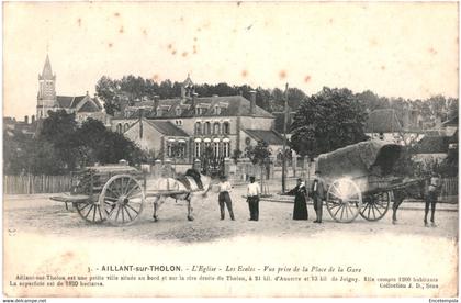CPA- Carte Postale -France Aillant sur Tholon-L'église l'école  Vue prise de la gare 1908 VM42905ok+