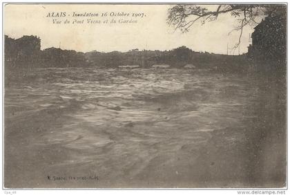 Gard : Alès, Les Inondations d´Octobre 1907, Vue du Pont Vieux et du Gardon