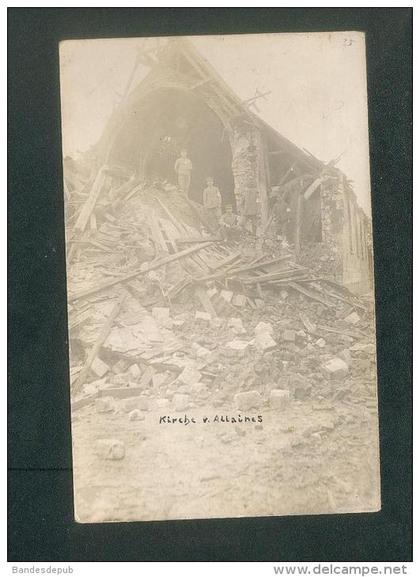 Carte photo - Allaines (80) - Soldats allemands dans église en ruines - Guerre 1914-1918