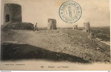 Bouches du Rhône - Allauch - Les Moulins - Cachet Sanctuaire de Notre-Dame-du-Château - Carte postale - 1918