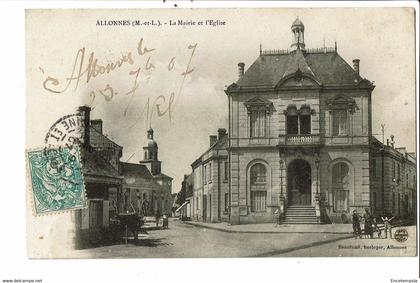 CPA Carte Postale -France-  Allonnes- La Mairie et l'église -1907 VM27754m