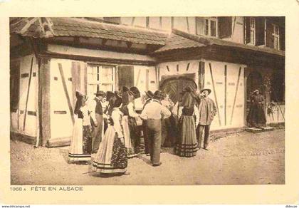 Carte Postale Ancienne - France - Alsace - Fête en alsace - Animée - Folklore Scènes et Types - CPA - Voir Scans Recto-V