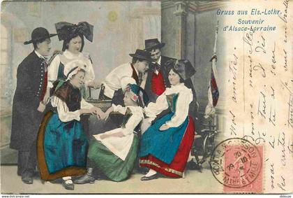 Carte Postale Ancienne - France - Alsace - Souvenir d'alsace-lorraine - Animée - Folklore Scènes et Types - Colorisée -