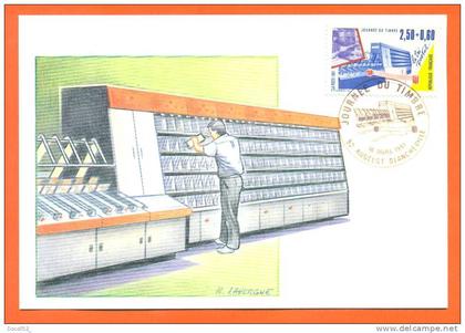 dpt 52  andelot blancheville carte maximum journee du timbre 16/03/1991