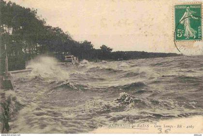 33 - Andernos les Bains - Gros temps - Effet de vagues - CPA - Oblitération - Voir Scans Recto-Verso