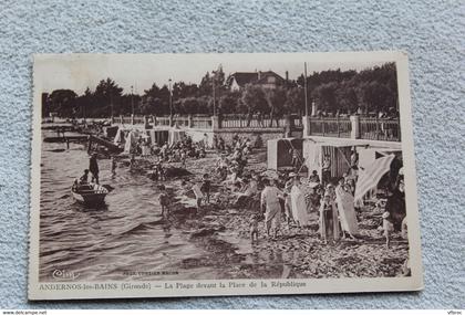 Andernos les bains, la plage devant la place de la République, Gironde 33