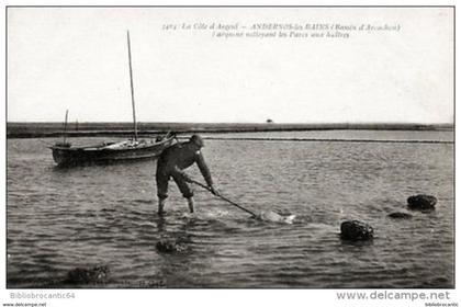D33-Cöte d'Argent < ANDERNOS-les-BAINS - PARQUEUR NETTOYANT LES PARCS A HUITRES