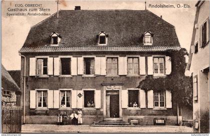CPA -  ANDOLSHEIM  -  eug obrecht Gasthaus zum Stern spezialitât : Anisbrôdchen