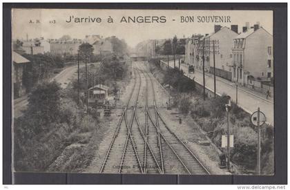49 - Angers - Bon Souvenir - " j'arrive a Angers " - Chemin de Fer