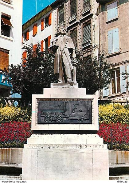 07 - Annonay - Place de la Liberté - Statue de Marc Seguin - Fleurs - CPM - Voir Scans Recto-Verso