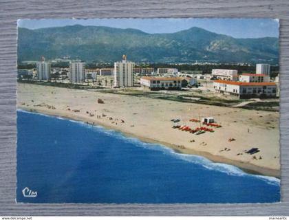 Cpa Argeles sur mer (66) vue aérienne de la plage...