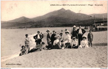 CPA  Carte Postale France  Argeles sur Mer  Plage Baignade  Animée 1910 VM104719
