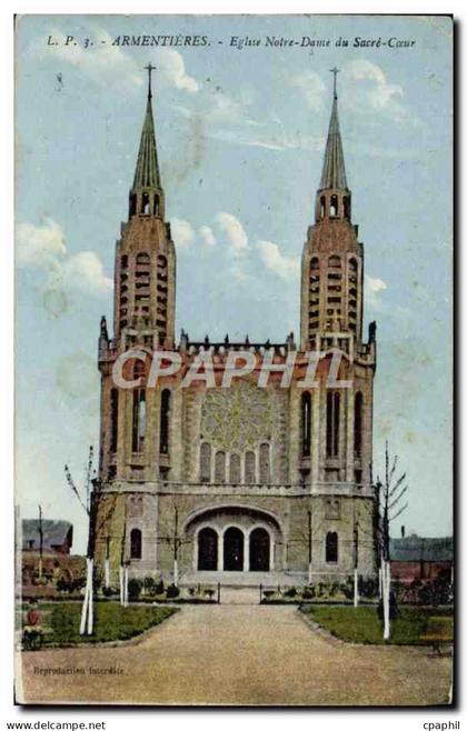 CPA Armentieres Eglise Notre Dame du Sacre Coeur