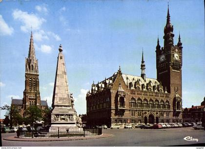 CPSM Armentieres Nord hotel de ville l'eglise le monument