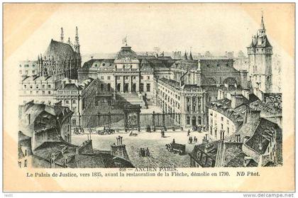 Dép 75 - Paris - Arrondissement: 01 - Ancien Paris - Le palais de justice vers 1835 avant la restauration de la flèche