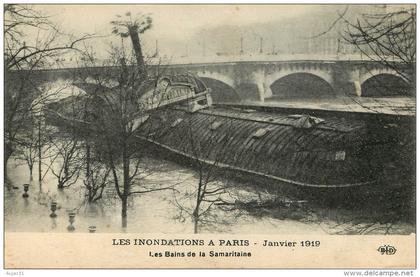 Dép 75 - Paris - Arrondissement 01 - Les inondations à Paris - Janvier 1919 - Les Bains de la Samaritaine - état