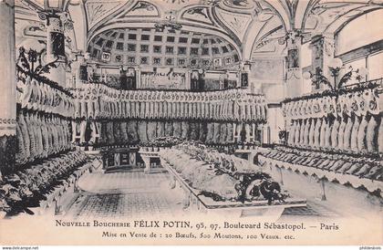 PARIS 02 arrondissement FELIX POTIN nouvelle Boucherie 95,97 boulevard Sebastopol (étalage de Viandes )