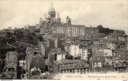 Paris CPA Montmartre et le SAcre Coeur