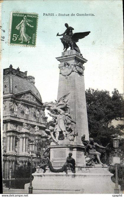 CPA Paris Statue De Gambetta