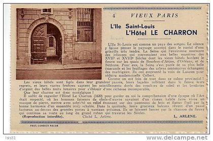 Dép 75 - Q901 - Paris - Arrondissement: 04 - Vieux Paris - l´Ile Saint Louis - L´Hôtel le Charron - bon état
