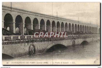 Paris - 4 - Inondations de Paris - Janvier 1910 - Viaduc Auteuil - CPA
